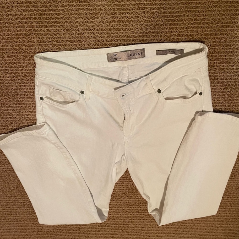 GUESS ladies white crop jeans